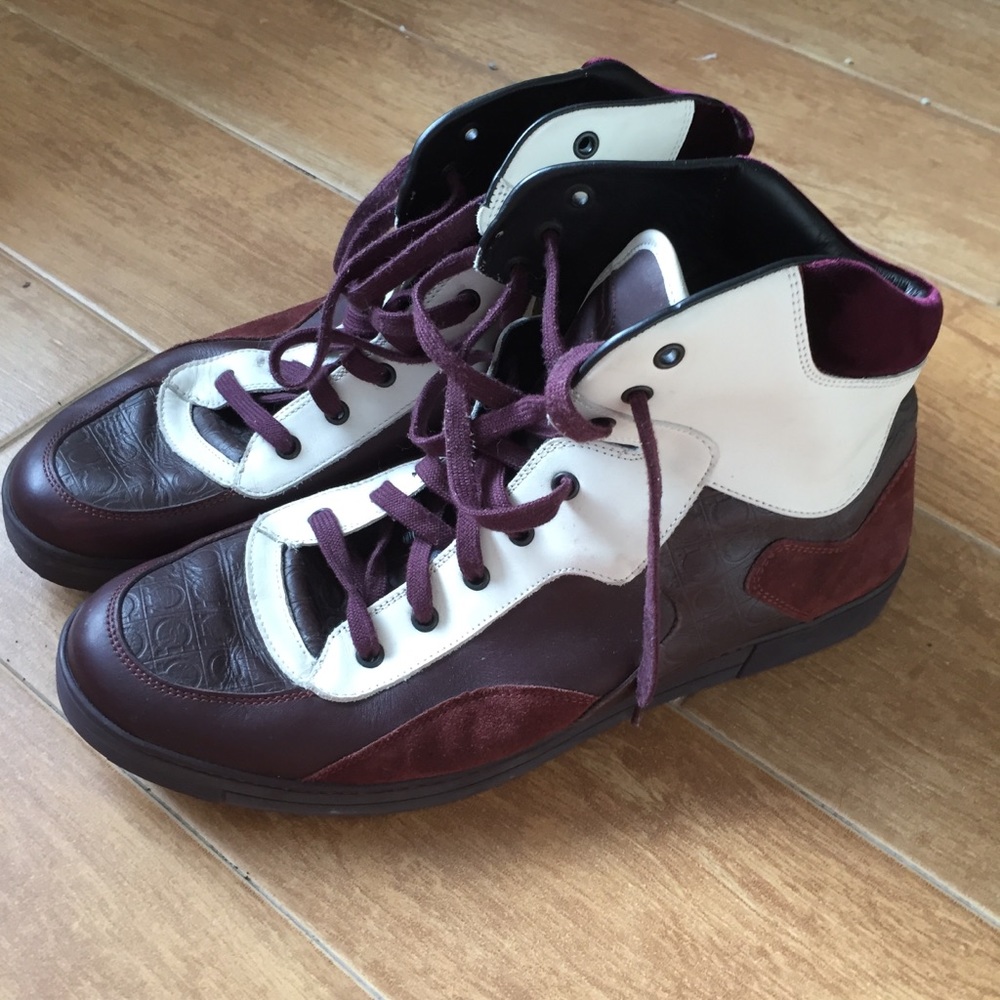 Salvatore farragamo leather high top sneakers
